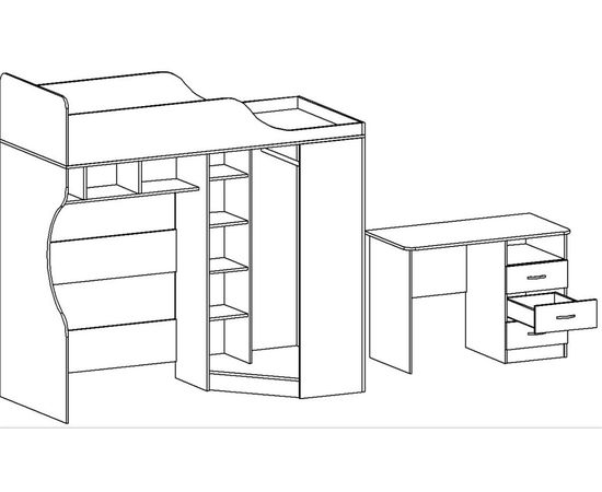 Кровать-чердак с рабочей зоной Квартет-2, КОД:SLM009, images №6, magsale.ru
