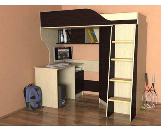 Кровать-чердак с рабочей зоной Квартет-2 Стандарт, КОД:SLM010, images №3, magsale.ru