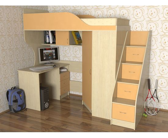 Кровать-чердак с рабочей зоной Квартет-2, КОД:SLM009, images №3, magsale.ru
