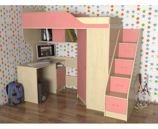 Кровать-чердак с рабочей зоной Квартет-2, КОД:SLM009, images №4, magsale.ru