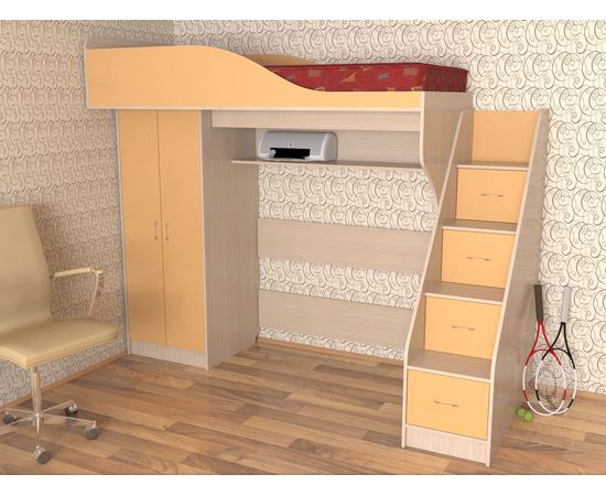 Кровать-чердак с рабочей зоной Квартет, КОД:SLM007, images №6, magsale.ru