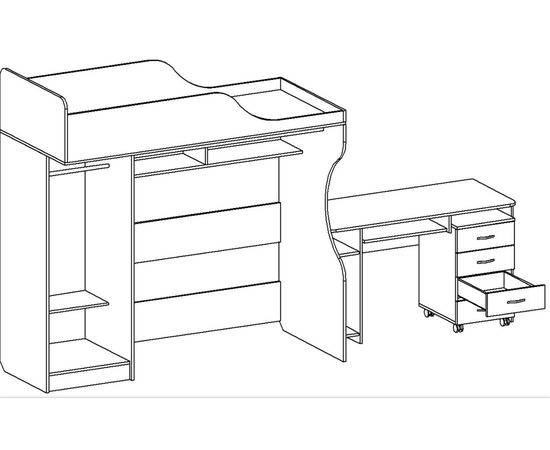 Кровать-чердак с рабочей зоной Квартет Стандарт, КОД:SLM008, images №3, magsale.ru