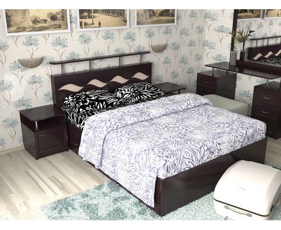 Двуспальная кровать Волна-3 с ящиками, КОД:SL508, images №1, magsale.ru