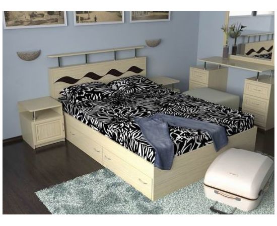 Двуспальная кровать Волна-3 с ящиками, КОД:SL508, images №2, magsale.ru