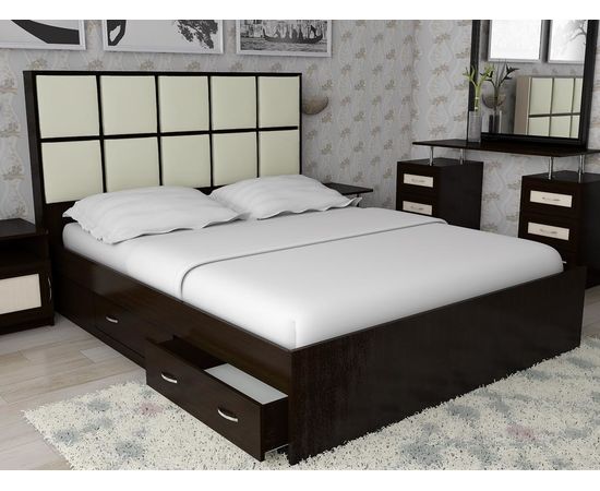 Двуспальная кровать Волна-4 с ящиками, КОД:SL510, images №3, magsale.ru
