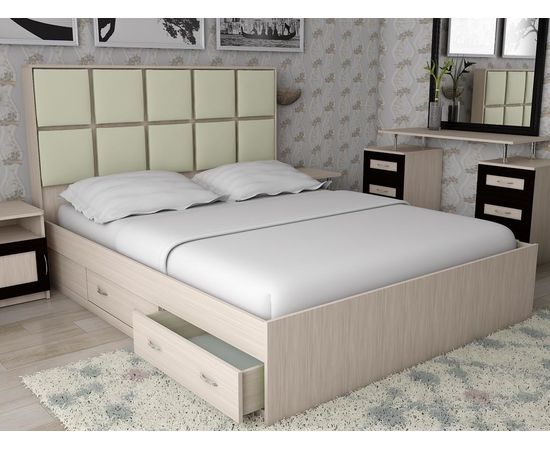 Двуспальная кровать Волна-4 с ящиками, КОД:SL510, images №1, magsale.ru