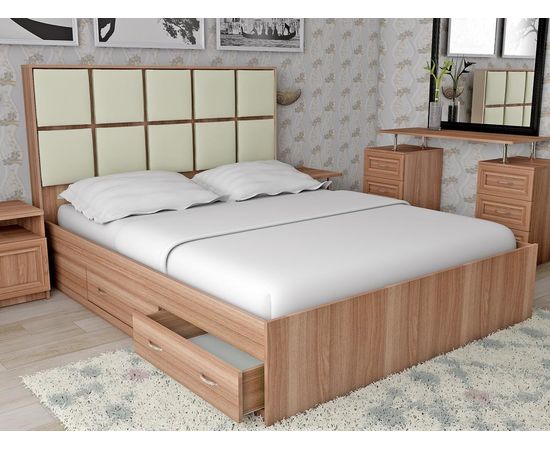 Двуспальная кровать Волна-4 с ящиками, КОД:SL510, images №2, magsale.ru