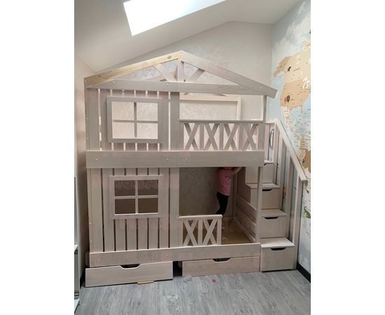 Двухъярусная кровать-домик №30 Калипсо (массив), КОД:MS490, images №3, magsale.ru