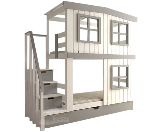 Раздвижная двухъярусная кровать Домик Детства №18 (Яхтклуб), КОД:DD318, images №1, magsale.ru