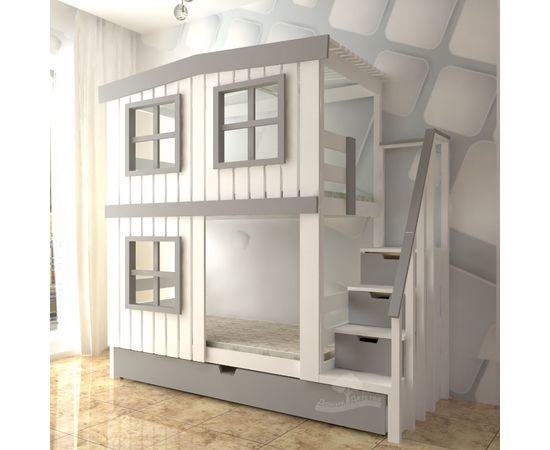 Раздвижная двухъярусная кровать Домик Детства №18 (Яхтклуб), КОД:DD318, images №2, magsale.ru