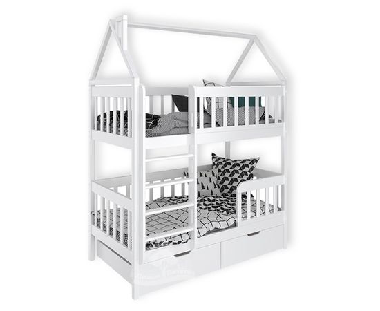 Двухъярусная кровать из массива сосны Домик Детства №19, КОД:DD319, images №2, magsale.ru