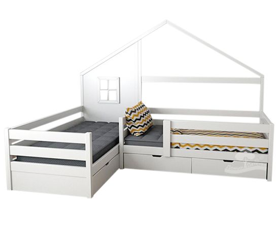 Угловая кровать из массива Домик Детства №22, КОД: DD322, images №1, magsale.ru