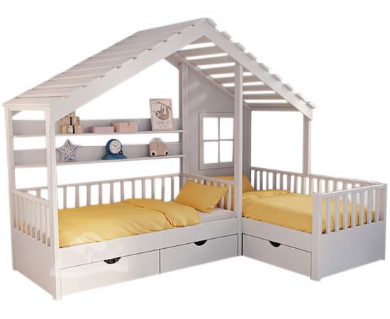 Угловая кровать из массива Домик Детства №37, КОД: DD337, images №2, magsale.ru