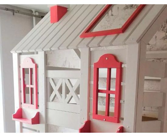 Двухъярусная кровать из массива сосны Домик Детства №38, КОД:DD338, images №3, magsale.ru