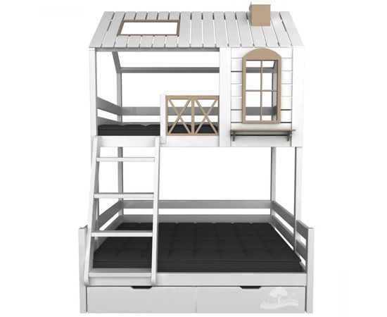 Двухъярусная кровать из массива сосны Домик Детства №38, КОД:DD338, images №1, magsale.ru