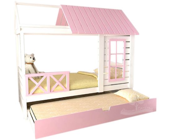 Выдвижная кровать из массива сосны Домик Детства №41, КОД:DD341, images №1, magsale.ru