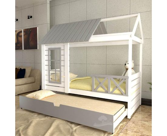 Выдвижная кровать из массива сосны Домик Детства №41, КОД:DD341, images №2, magsale.ru