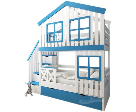 Двухъярусная кровать из массива Домик Детства №46, КОД:DD346, images №1, magsale.ru