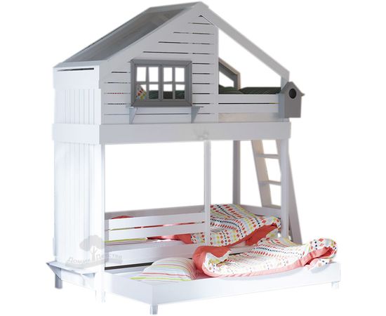 Раздвижная двухъярусная кровать из массива Домик Детства №58, КОД:DD358, images №1, magsale.ru