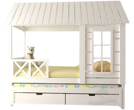 Раздвижная кровать из массива сосны Домик Детства №75, КОД:DD375, images №1, magsale.ru