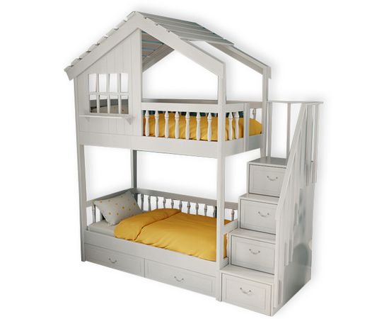 Двухъярусная кровать-домик из массива №76 Аляска-2​, КОД:FMS0912, images №2, magsale.ru