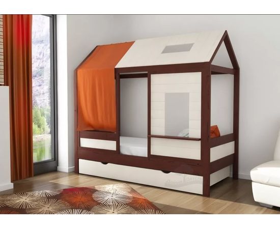 Раздвижная кровать из массива сосны Домик Детства №77, КОД:DD377, images №2, magsale.ru