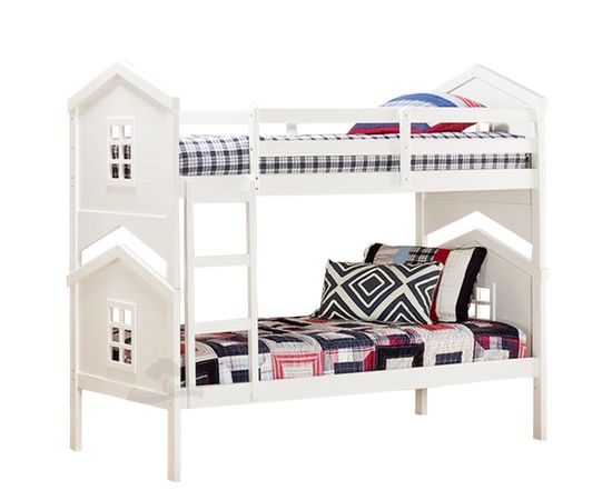 Двухъярусная кровать из массива сосны Домик Детства №78, КОД:DD378, images №1, magsale.ru