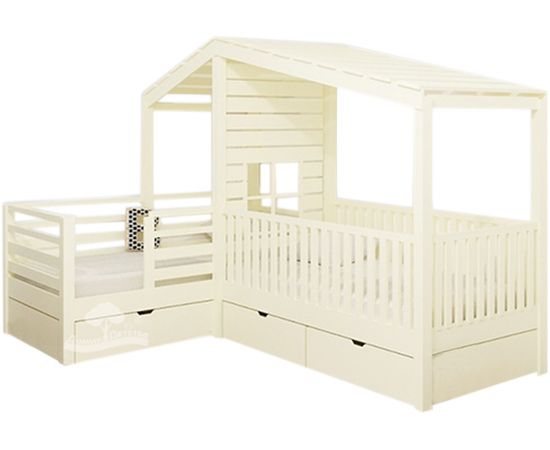 Угловая кровать из массива Домик Детства №8, КОД: DD308, images №1, magsale.ru