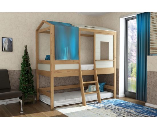 Кровать-чердак из массива сосны Домик Детства №83, КОД:DD383, images №3, magsale.ru