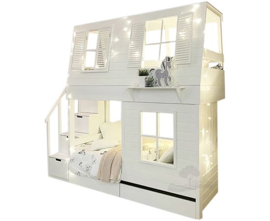 Двухъярусная кровать из сосны Домик Детства №84 (Ницца), КОД:DD384, images №1, magsale.ru
