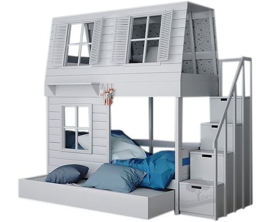 Двухъярусная кровать из сосны Домик Детства №84 (Ницца), КОД:DD384, images №2, magsale.ru