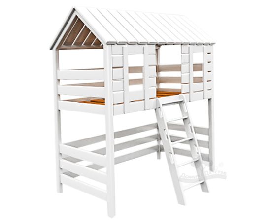 Кровать-чердак из массива сосны Домик Детства №85, КОД:DD385, images №2, magsale.ru