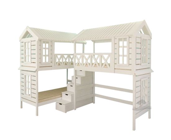 Угловая трехъярусная кровать Домик Детства №87, КОД:DD387, images №1, magsale.ru