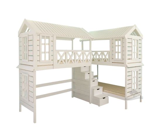 Угловая трехъярусная кровать Домик Детства №87, КОД:DD387, images №2, magsale.ru