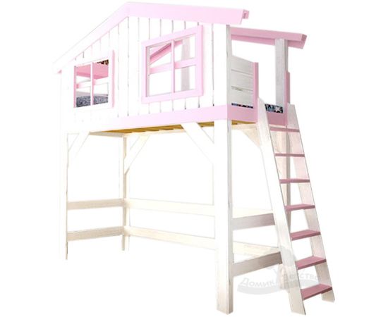 Кровать-чердак из массива сосны Домик Детства №90, КОД:DD390, images №1, magsale.ru