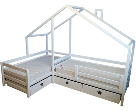 Угловая кровать из массива Домик Детства №92, КОД: DD392, images №1, magsale.ru