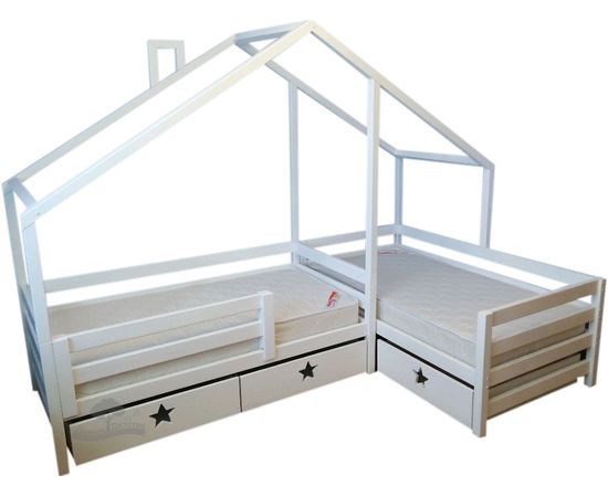 Угловая кровать из массива Домик Детства №92, КОД: DD392, images №2, magsale.ru