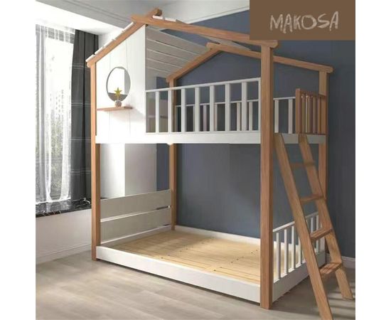 Двухъярусная кровать-домик из сосны Кентукки, КОД:MSK023, images №2, magsale.ru