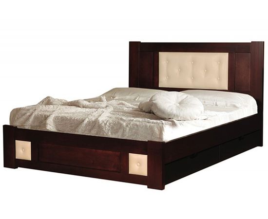 Кровать из массива сосны Лион (кожа), КОД:VMK741, images №2, magsale.ru