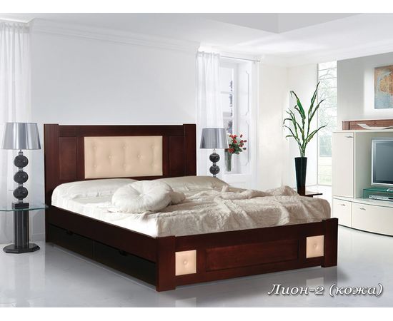 Кровать из массива сосны Лион (кожа), КОД:VMK741, images №3, magsale.ru