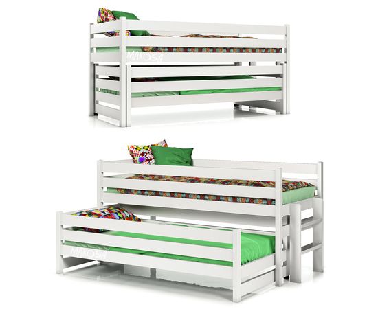 Двухъярусная раздвижная кровать из массива Мелоди, КОД:MSК035, images №3, magsale.ru