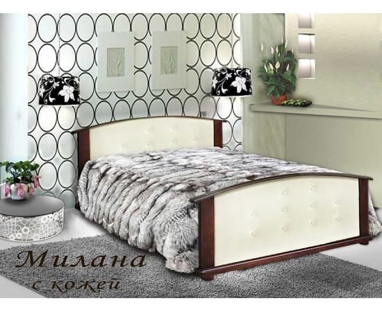 Кровать из массива сосны Милена с кожей, КОД:VMK748, images №2, magsale.ru