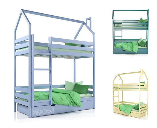 Двухъярусная кровать из сосны с выкатной кроватью Мюнхен, КОД:MSK026, images №2, magsale.ru