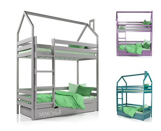 Двухъярусная кровать из сосны с выкатной кроватью Мюнхен, КОД:MSK026, images №5, magsale.ru