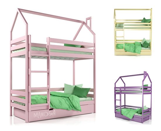 Двухъярусная кровать из сосны с выкатной кроватью Мюнхен, КОД:MSK026, images №4, magsale.ru