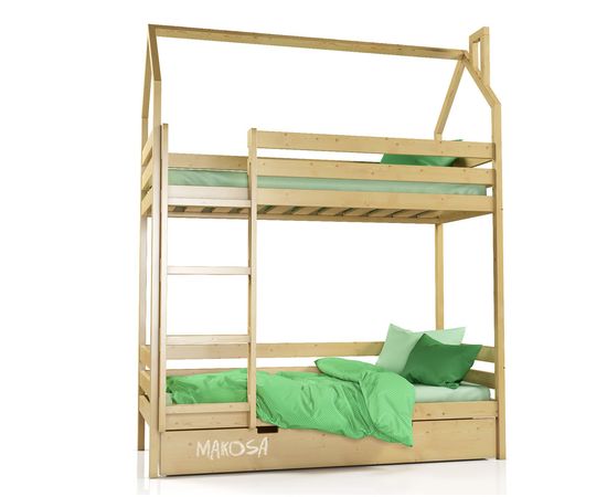 Двухъярусная кровать из сосны с выкатной кроватью Мюнхен, КОД:MSK026, images №3, magsale.ru