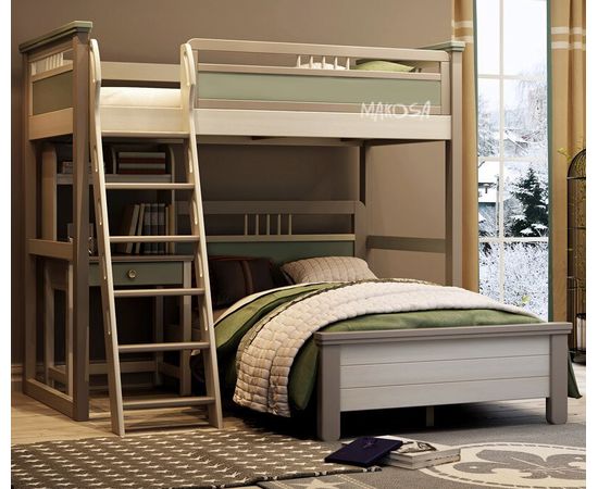 Двухъярусная кровать из массива сосны Паллада (3 предмета), КОД:MSK028, images №2, magsale.ru