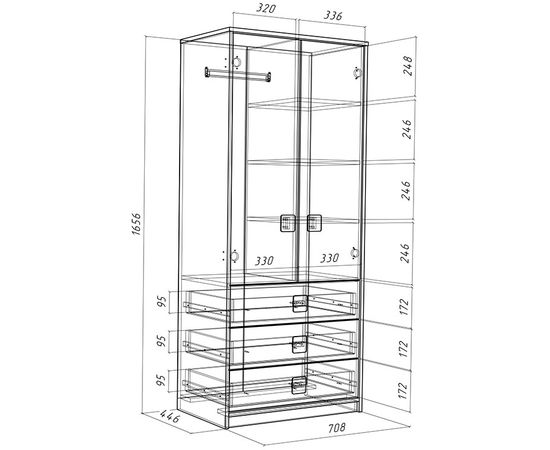 Шкаф с ящиками Легенда Л-07, КОД:LG9006, images №2, magsale.ru