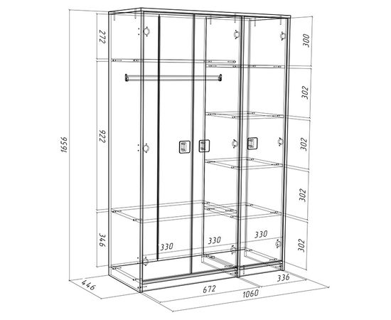 Шкаф трехдверный Легенда Л-08, КОД:LG9007, images №2, magsale.ru
