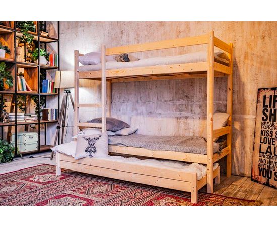 Трехъярусная кровать из массива 3 в 1 Троя-3, КОД:GM3460, images №2, magsale.ru